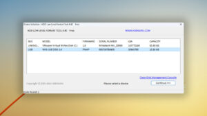 hdd llf low level format tool main window